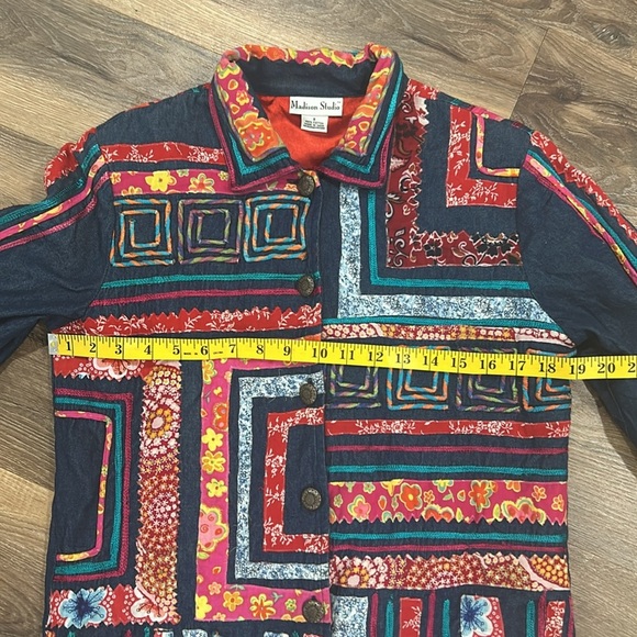 Madison Studio embroidered jacket 100% Cotton button up multicolor look size S - Picture 10 of 16